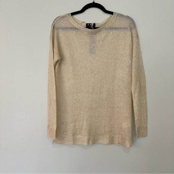 NWT YAL New York Knit Sweater Shimmering Gold Size Small Business Casual - Picture 1 of 7